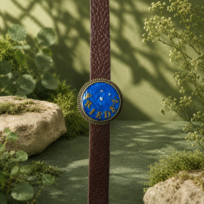FRIEDEN - Soul Message Armband „FRIEDEN“ – Blaues Medaillon mit goldfarbenem Schriftzug