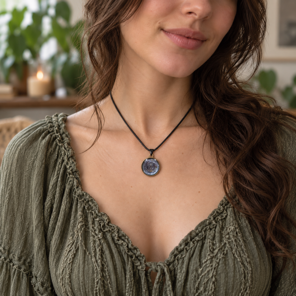 Wald Kette - Dandelion grau 25 mm Anhänger | Handgemachter Natur Schmuck