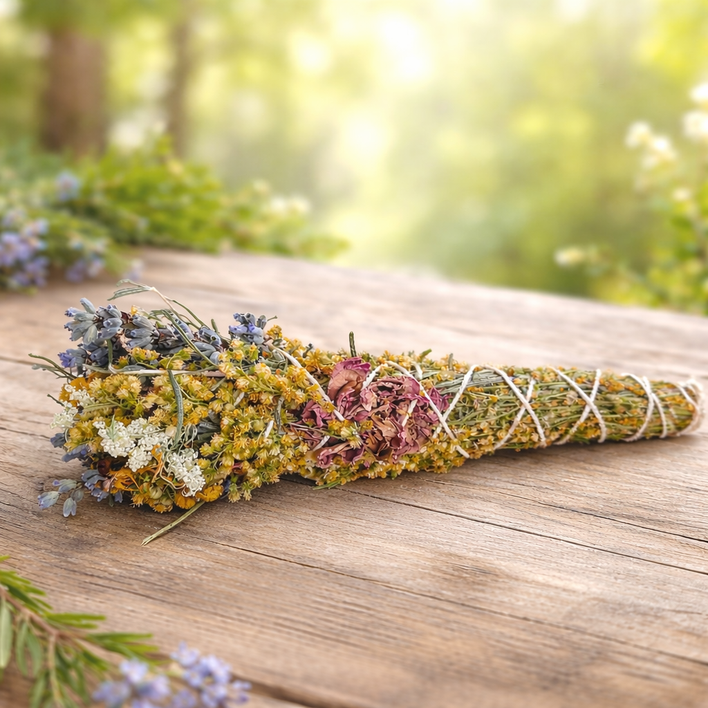 Waldkräuterbüschel zum Räuchern – handgebundenes Saget – Natur Räucherwerk – Ritual & Raumklärung