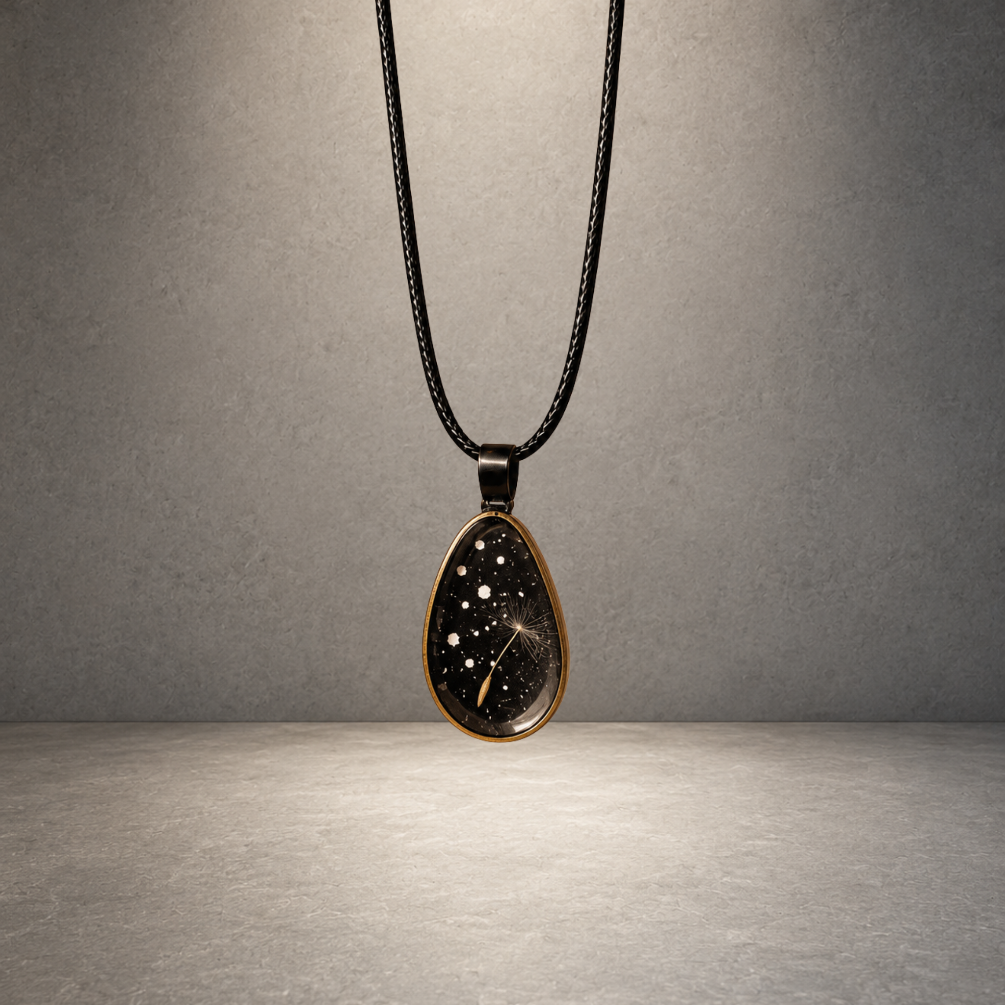 Galaxie Dandelion Halskette – Handgefertigter Resin Anhänger mit Pusteblume
