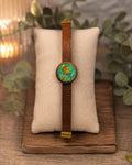 MUT Armband Braun mit Türkis-Medaillon – Symbolischer Schmuck & Geschenk handmade